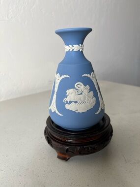 Wedgwood Blue Vase with White Classical Relief